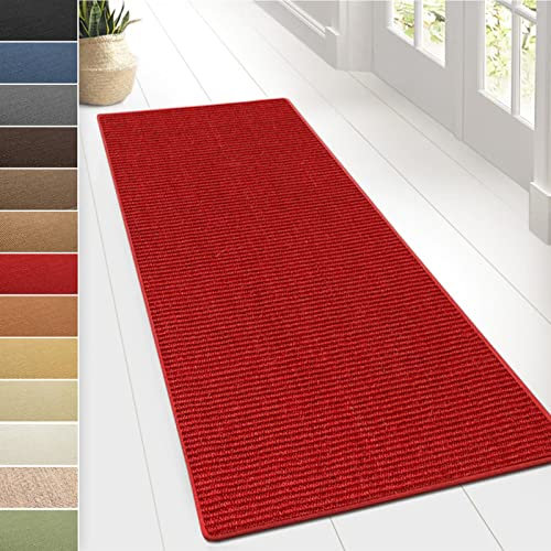 Floordirekt Sisal-Teppich Sylt | Wohnteppich oder Läufer | Hochwertiges Qualitätsprodukt | Erhältlich in vielen Farben & Größen | Langlebig & strapazierfähig (80 x 500 cm, Rot)
