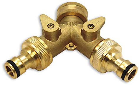 Y Verteiler 3/4 Zoll Messing Wasserverteiler, 2-Wege Wasseranschluss Verteiler Ibc Tank Zubehör, Ibc Auslaufhahn Für Regentonne für Zwei Zulaufschläuche zum Anschluss