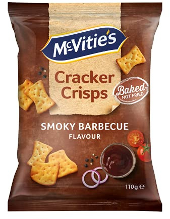 McVitie's Cracker Crisps Smoky Barbecue, herzhaft gewürzter Snack mit rauchigem Barbecue Geschmack, knusprig im Ofen gebackene Kräcker, 14x110 g