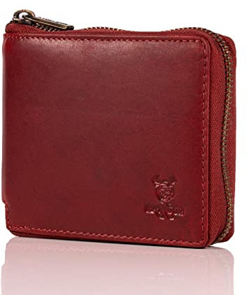 MATADOR Rote Geldbörse Leder #BADALONA mit edler Geschenk Box, Elegantes Kartenportmonai Damen mit RFID Blocker, Luxus Damen Geldbörse mit Reißverschluss und Viele Kartenfächer in Rot