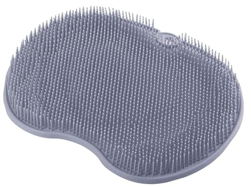 Laveur de Pieds de Douche,Grand Brosse Pieds Douche,Épurateur de Pieds et de Dos de Douche,Tapis de Massage en Silicone,Silicone Foot Brush,nettoyant pour Pieds avec ventouses antidérapantes (Gris)