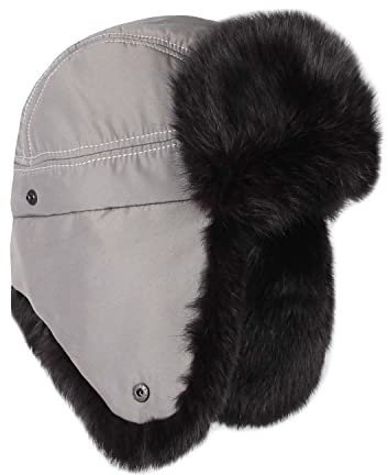 ITALYSHOP24 OBC Herren Kaninchen MÜTZE PELZMÜTZE Fellmütze Wintermütze Fliegermütze Uschanka Polarmütze Trappermütze Aviator Bomber