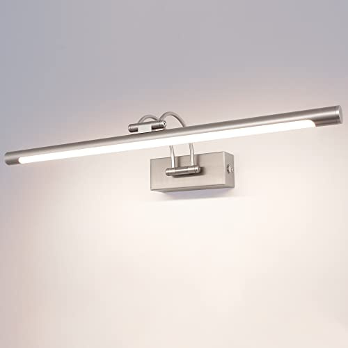 TYhogar Espejo Baño LED 60cm 12W, Luz de Pared Arco con Cabeza Giratoria, 3 Temperaturas de Color Regulable y Brillo Regulable Sin Escala, Antivaho, Espejo Iluminado para Baño y Tocador