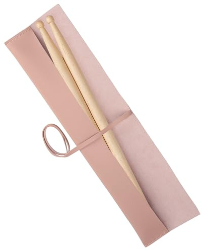 Musiin PU Leather Drumstick Bag Drum Stick Holder for Storage and Carrying, Drum Stick Storage Handbag and Carrying Case, Drum Accessories (Pink)
