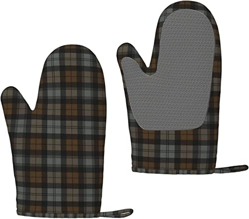 Mitaines de Four, Plaids écossais Marron Tartan, Gants de Cuisine antidérapants en Silicone, Gants de Cuisson résistants à la Chaleur Une Paire