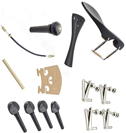 Violine Ersatz Teile Geigenteile 4/4 Geige Saitenhalter Aus Poliertem Ebenholz, Kinnhalter, Ahornsteg-Set