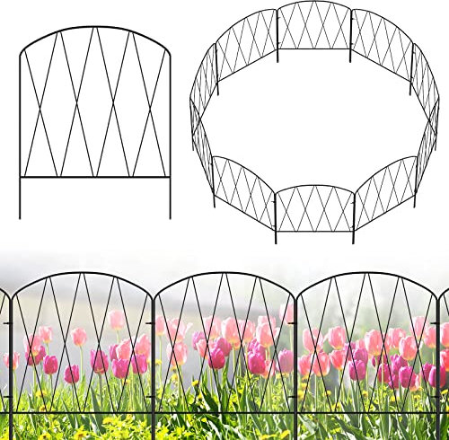 YBING Hoher dekorativer Gartenzaun, 20 Stück, 96,5 cm (H) x 6,5 m (L), rostfreie Metallzaunumrandung, Tierbarriere für Hunde, Umrandung, Zaun, kein Graben für Terrasse, Blumenbeet, Landschaft
