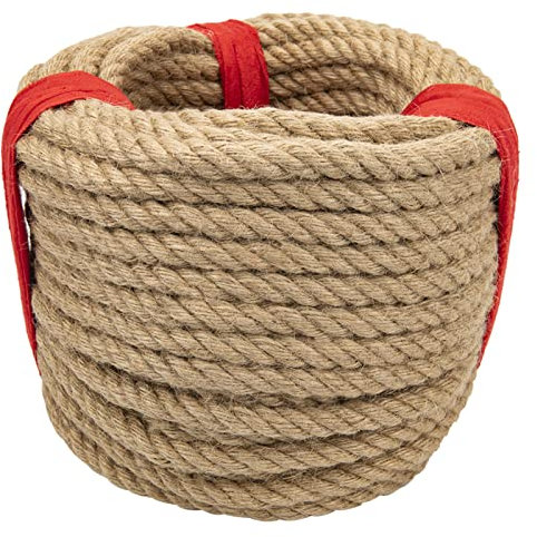 Natural Hemp Rope (1/2 in x 100 ft) Twisted Manila Ropes Jute Ropes Sisal Rope for Cat Scratching Post, Camping, Crafts, Tug of War, Railings Decorate, Hanging, Hammock, DIY Projects