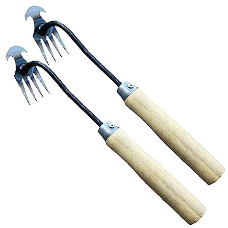 Désherbeur manuel à 4 dents - Outil de désherbage manuel pour enlever facilement les mauvaises herbes - , creuser, désherber, entretenir les fleurs et les légumes