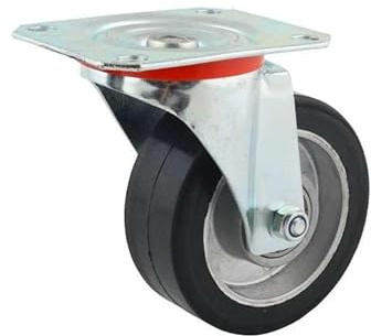 WIKO Schwerlastrollen 80 mm Transportrollen - Lenkrollen mit Bremse - Aluminium Gummirollen Set bis 120 kg pro Rad - Bockrollen (Lenkrolle)