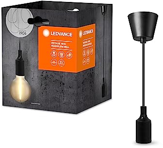LEDVANCE Vintage 1906® Pendelleuchte BELL E27, schwarz, max. 15W LED, E27 Sockel, trichterförmiger Baldachin, Innenraum-Pendelleuchte, Kombination mit 1906 Vintage- oder smarten Lampen