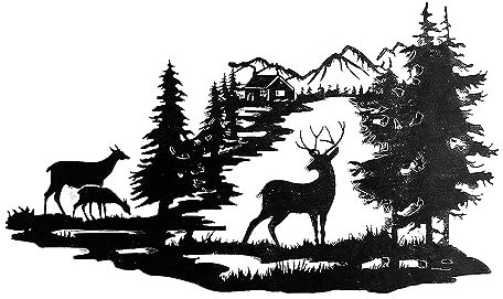 Folpus Metall-Hirsch-Wandkunst, Dekor, Wanddekoration, Kunst, dekorative, rustikale Hirsch-Wanddekoration, Wandskulptur für Urlaub, Einweihungsgeschenk,