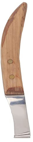 Topyond Left Hand Cattle Hoof Knife with Wooden Handle,Hoof Scraper,Hoof Care Knife,Hoof Trimming Utensil,Steel Curved Livestock Cattle Hoof Trimming Tool for Livestock