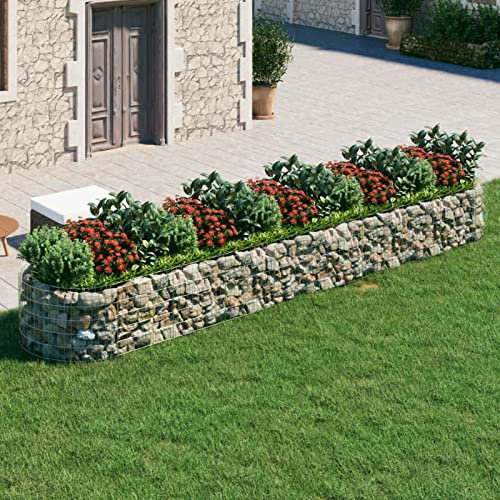 ARKEM Gabion Wall Mesh Wire Stone Basket Galvanised Iron Stone Basket Outdoor Spiral Planter Retaining Wall,Gabion Raised Bed Galvanised Iron 500x100x50 cm