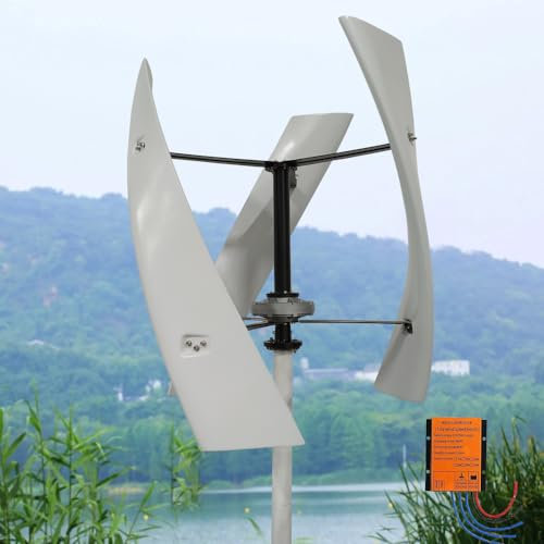 Vertikale Windkraftanlagen 1000W 24V 48V Niedriggeräusches Magnetschwebebahn Windturbine Windrad Generator, 3 Flügel Windmühle mit MPPT Laderegler Fit für Zuhause