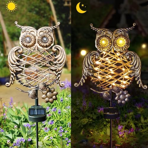 Homeleo Solarlampen für außen Garten, Verbessert Metall Solar Eule Garten Lichter mit, Gartendeko für Draußen, Einzigartige Eule Geschenke für Balkon Deko, Rasen, Solarleuchten für außen Dekorationen