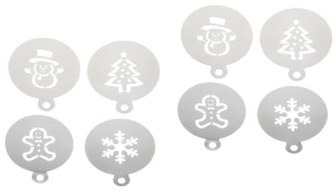 Alipis 8stücke Weihnachts-schablonen Für Kuchen-dekoration Wiederverwendbare Schablonen Für Kaffee Und Backkunst Motive Lebkuchenmann Schneeflocke Tannenbaum