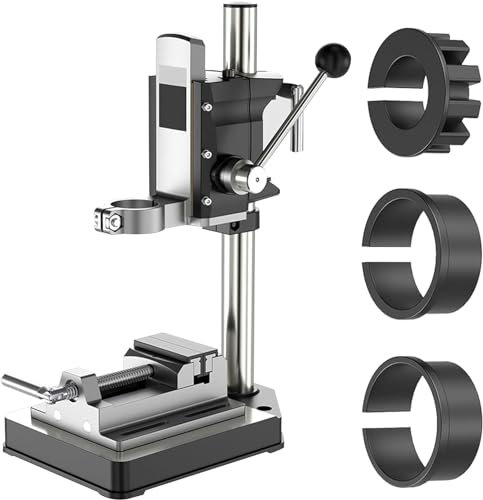ZHJOPP Support de perceuse à Colonne, Support de perceuse Robuste pour perceuse à Main avec étau, Support de Sol pour perceuse d'établi pour Outil de réparation d'établi, Cadeaux (A+Vise)