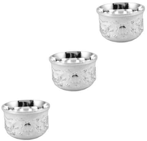 ABOOFAN 3 Pz bicchiere di vino coppa set da vino tazza di tè turco stoviglie antiche tazza da tè bere tazza servizio da tè retrò arredamento della casa Lega di zinco Silver
