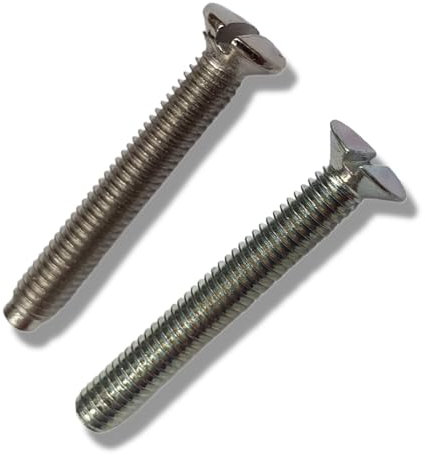 25mm Nickel Plated Electrical Socket/Lightswitch Screws, 10 of each Flat Head and Raised Head
