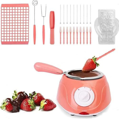 SLYHHZHMY Fundidor De Chocolate Juego De Fundidores Eléctricos Utensilios De Cocina para Fundir Chocolate, Caramelos, Leche, Mantequilla (Olla Individual Rosa)