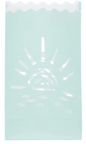 CleverDelights Light Blue Sunset Luminary Bags - 100 Count - Tropical Wedding Beach Party Luminaria