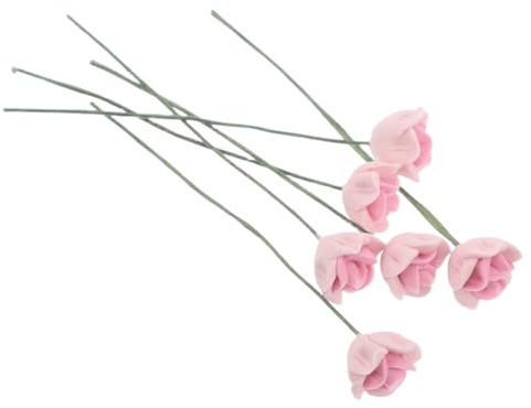 TOBBOMEY Miniatur-Rosen-blumenarrangements Im Maßstab 112 Für Puppenhäuser 6 Stück Künstliche Rosenstiele Für Blumendekorationen Tafelaufsätze