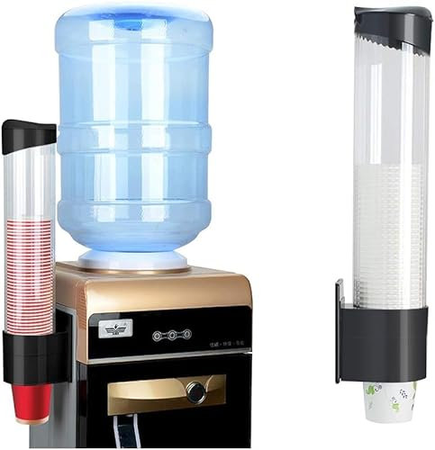 IWTTWY Disposable Cup Dispenser, Wall Mount Cup Holder, Clear Dust-Proof Paper Cup Storage Space-Saving, Paper Cup Dispenser for Offices, Homes, Kitchen (Small)