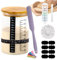 JXAXD Sauerteig Starter Set 900ml, Fermentieren Set mit Holzdeckel 2 Thermometer, Datum Fütterung Band, 8 Etiketten, 5 Löffel, Stift, Spatel, Stoffhut, Sauerteigbehälter für Brotbacken, Fermentieren