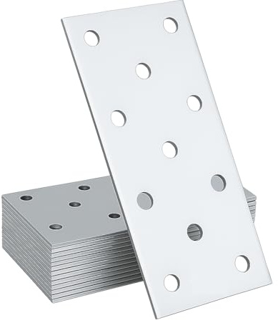 HAFD 10x Heavy Duty Flat Joining Plates – Galvanised Steel Brackets for Wood, Timber, Furniture or Decking Repairs – Strong Metal Mending Connector Strips with 10 Pre-Drilled Holes (100 x 40 x 2)