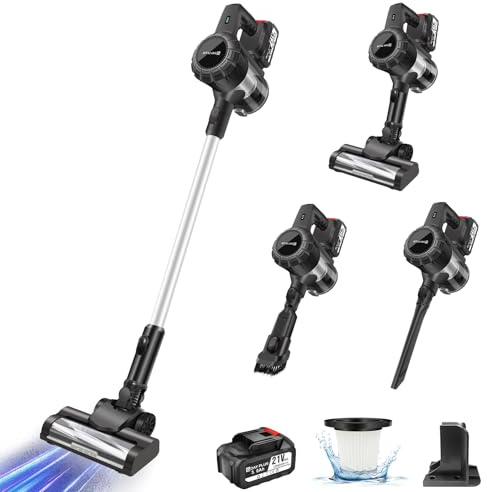 3 en 1 Aspirateur Balai sans Fil, 65 Minutes Autonomie Aspirateur sans Fil Puissant 15000Pa, Aspirateur 2 Vitesses, Aspirateur Vertical Filtre HEPA pour Les Poils d'animaux/Tapis/Sols Durs, 140W