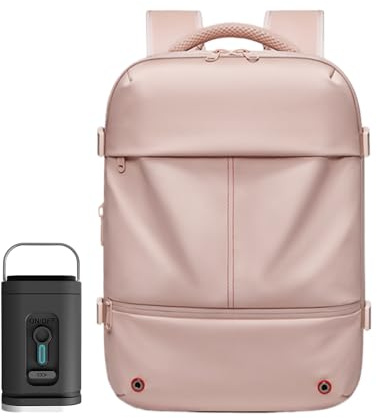 Sac à dos de voyage avec système d'aspiration | Sac à dos extensible étanche 48 L | Paquet décontracté pour le camping, le sentier, le terrain, la pêche, les affaires, les trajets quotidiens, rose