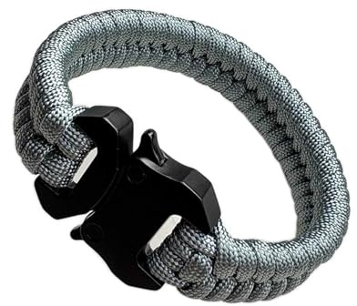 SU LIFE 1 Set Parachute Cord Bracelets Fishtail Weaved Paracord Bracelet with Side Release Buckle 8.5 Bracelets (GreyBlue)