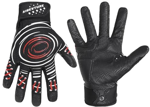 AIGEVTURE Baseball Bating Gloves Adult Youth Baseball Softball Batting Gloves Men Women Black X-Large
