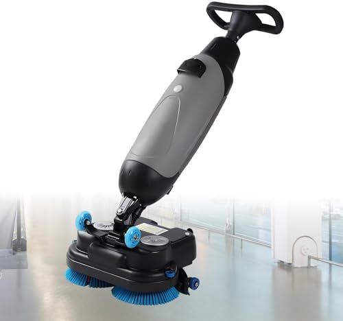 Lissontine Mini Fregadora de Suelos, Fregadora Ligera, Fregadora Eléctrica, Cepillo Rotativo 360°, Limpieza Profesional, Aspiradora Mopa y Limpieza Alta Eficiencia para Escuelas y Oficinas Grey