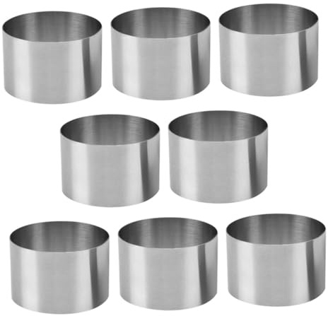 Toyvian 8 Pièces Anneaux à Gâteau Inox Diamètre Lot de Cercles Pâtisserie Mousse pour Desserts Moules Ronds Résistants Haute Température Démoulage Facile et Nettoyage Rapide