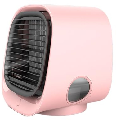 QUXVUIS Enfriador de aire USB portátil con selección de viento tres velocidades, filtración refrescante, efecto súper absorbente, ventilador refrigeración por agua, Rosa