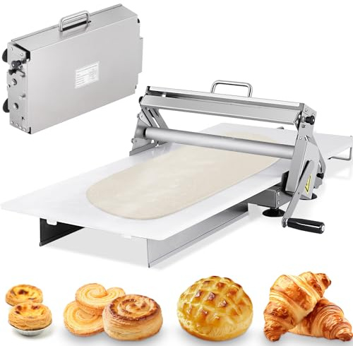 YUCHENGTECH Teigausrollmaschine 39cm Faltbare Teigausrollmaschine Pizza Teig Ausrollen Maschine Mit Ausrollbrett Und Einstellbarer Dicke Von 2.5 Bis 25 mm