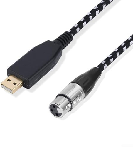 DAZZLEEX Cavo adattatore da XLR femmina a USB da 3 m con conduttore in rame e schermatura per registrazione vocale per PC, laptop, microfono, registrazione vocale, bianco
