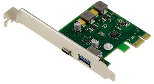 KALEA-INFORMATIQUE PCIe x1-Controller-Karte mit 2 USB 3.0 5G-Anschlüssen vom Typ A und C, mit eigener Stromversorgung, 5 V 3 A Ausgang pro Anschluss, UASP-Unterstützung, Fresco Logic FL1100-Chipsatz