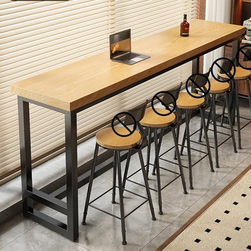 JOSIAHCQ Tavolo da Bar Rettangolare Tavolo da Cucina Tavolino Alto e Stretto Salvaspazio per Sala da Pranzo Balcone Soggiorno Ristorante Caffetteria Bistrot(Wood,100x30x105cm)