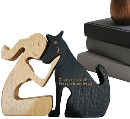 Escultura de Perro – emocionales de Madera | Escultura de Madera para casa, habitación, Dormitorio, Estante, Oficina, Escritorio o Sala de Estar