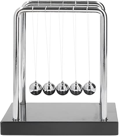 Bvznmilhd Metallpendelkugel, Physik-Wissenschafts-Schreibtischspielzeug, Newtonsches Pendel mit 5 Stahlkugeln für Büro- und Wohnraumdekoration, pädagogisches Stressabbau-Pendel für den Schre