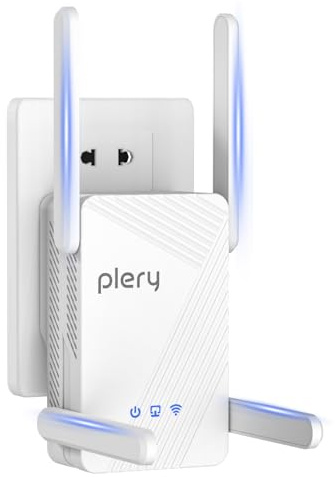 PLERY Repetidor WiFi 7 BE3600 Amplificador Señal WiFi Doble Banda 5G/2,4G hasta 3600Mbps, Repetidor WiFi Largo Alcance con Puerto Gigabit, MLO y 4K-QAM, Compatible con EasyMesh y Todos los Routers