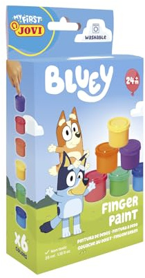Jovi - Blå fingerfärg, förpackning med 6 flaskor på 35 ml, från 24 månader, glutenfri