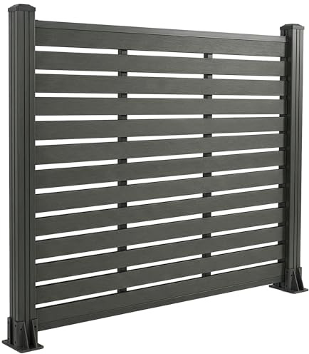 Floordirekt Valla de WPC Juego completo – antracita – 180 x 180 cm – Valla de jardín – Valla de protección visual – Elemento para terraza y jardín – Incluye material de montaje – Milos