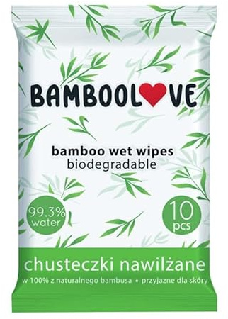 BAMBOOLOVE Bambus-Feuchttücher - Hypoallergene Baby-Feuchttücher - Besonders weiche und sanfte Feuchttücher - Für Babys - 99,3% Wasser - Biologisch abbaubar - Water wipes - 10