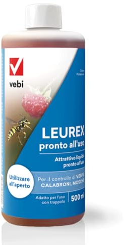 Vebi Leurex New 500 ml, Esca attrattiva a base alimentare per Vespe, Calabroni, Moscerini, Falene e Mosche, Pronto all'uso