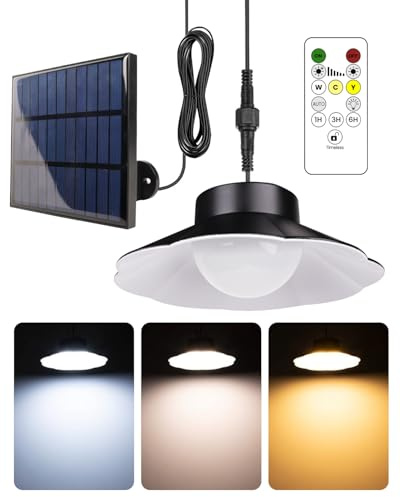 TobeBright Solar Hängelampe Outdoor, Solarlampen für Außen Hängend, 3 Farbtemperaturen mit Timer, Fernbedienung, Helligkeitsanpassung, IP65 Wasserdicht, Solar Hängelampen für Garten, Camping, Balkon