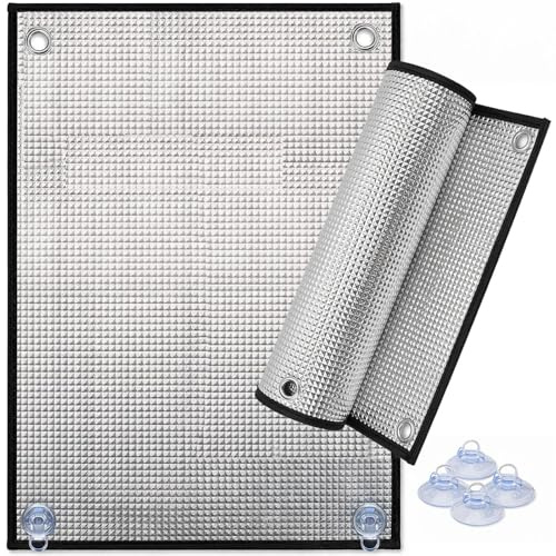 Lámina Aislante de Aluminio de 8 mm, Película para Ventanas Reflectante de Calor para Salas de Sol, protección térmica, Tinte para Ventanas con protección Solar y Anti-UV(Negro,45x80cm)